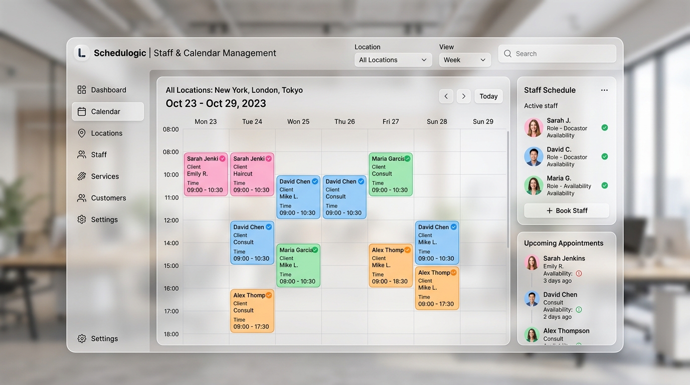 Multi-Location Booking System realistic web application display