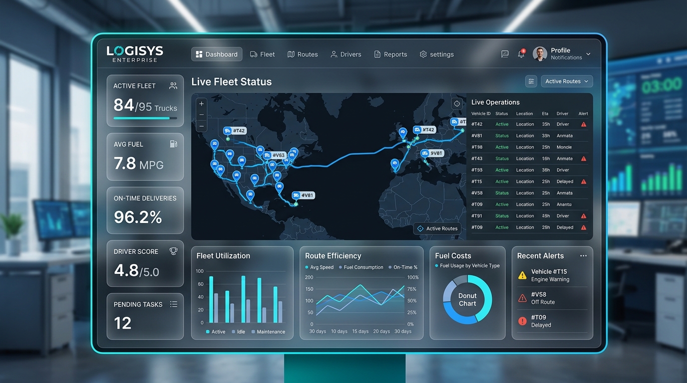Logistics Operations Platform realistic dashboard screen display