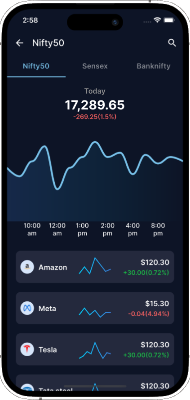 Stock Trading Mobile App iPhone Mockup